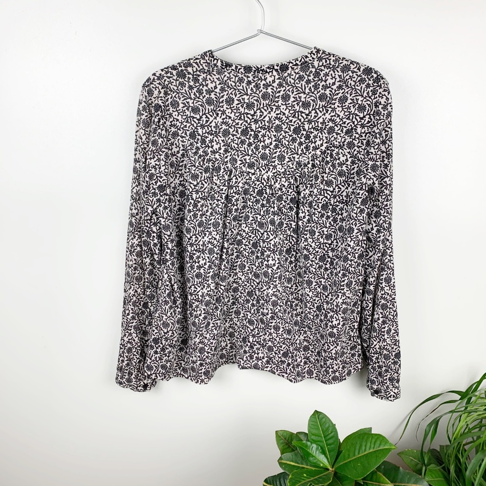 Rebecca Taylor Woodblock Vine Print Gauze Top Sz 0 - Picture 4 of 8